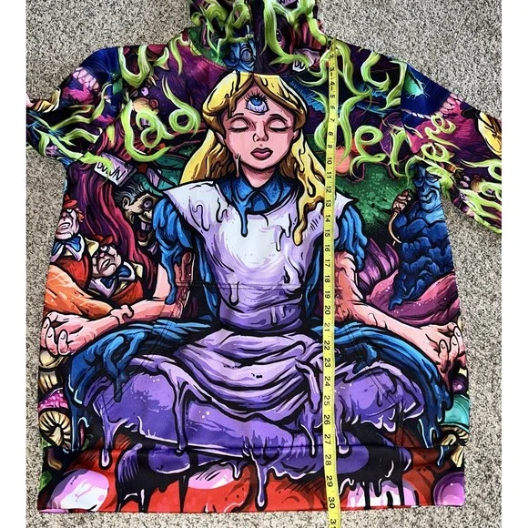 Melty Alice Trip Wonderland Hoodie Size L We Are Mad All Over Graphic Soft - Picture 6 of 8